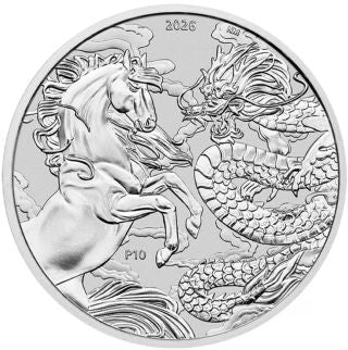 Australien Pferd und Drache 2026 1 oz Silbermünze