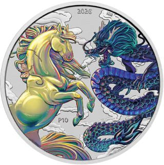 Australien Pferd und Drache 2026 Opalite 1 oz Silbermünze