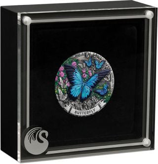 Australien Schmetterling 2026 2 oz Silber farbig Antikfinish