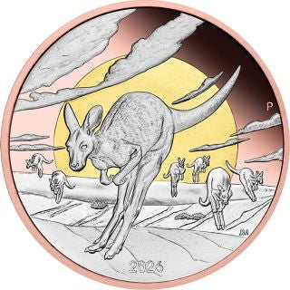 Australien The Outback Känguru 2026 5 oz Silber vergoldet PP
