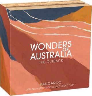 Australien The Outback Känguru 2026 5 oz Silber vergoldet PP