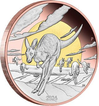Australien The Outback Känguru 2026 5 oz Silber vergoldet PP