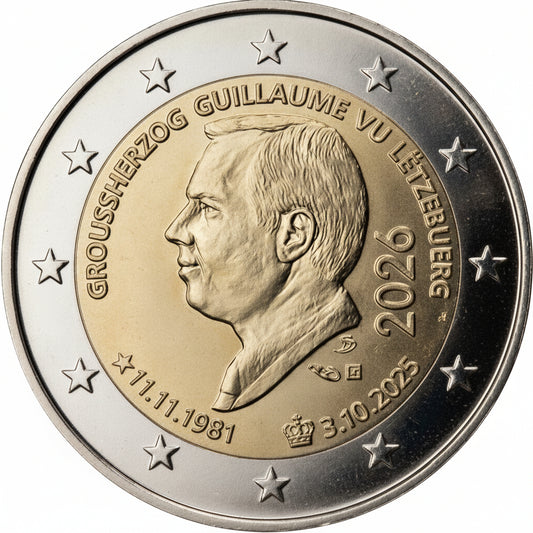 2 Euro Luxemburg 2026 45. Geburtstag Großherzog Guillaume 