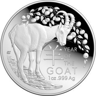 Australien RAM Jahr der Ziege 2027 5 Dollars Silber PP gewölbt
