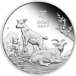 Australien Lunar Jahr der Ziege 2027 1 oz Silber PP