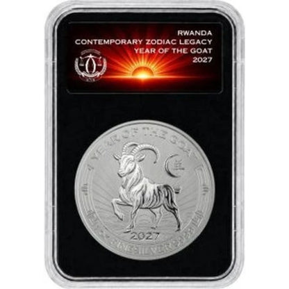 Ruanda Zodiac Legacy Year of the Goat 2027 1 oz Silber Proof Slab