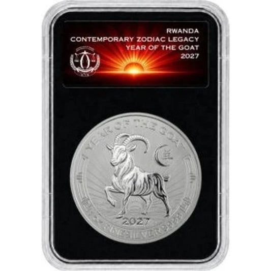 Ruanda Zodiac Legacy Year of the Goat 2027 1 oz Silber Proof Slab