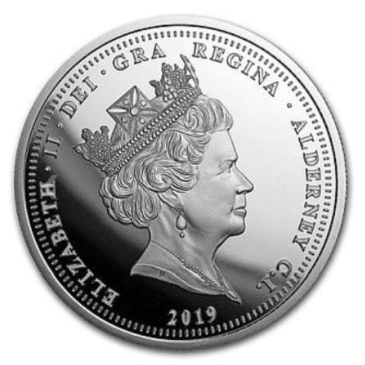Silbermünze 1 oz 2019 Alderney Puffin, coloriert, Polierte Platte, Etui mit Zertifikat


