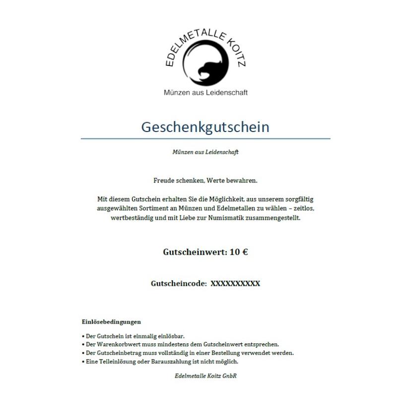10€ Gutschein Edelmetalle Koitz