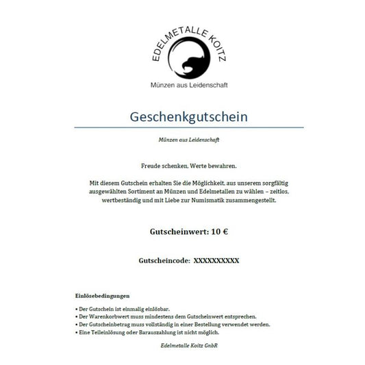 10€ Gutschein Edelmetalle Koitz