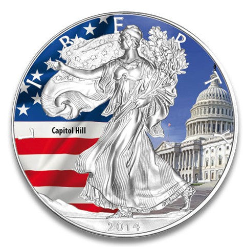 American Eagle 2014 Capitol Hill coloriert Silbermünze