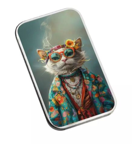 Human Cats Harmony 2025 1 Unze Silberbarren coloriert