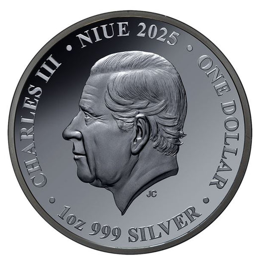 Niue Lunar Schlange 2025 1 oz Silber Black Proof vergoldet