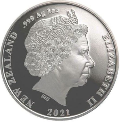 Neuseeland Kiwi 2021 1 oz Silbermünze im Blister mit Kiwi und Eiern