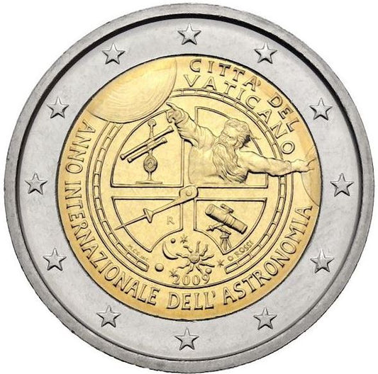 2 Euro Vatikan 2009 Astronomie Gedenkmünze im Folder