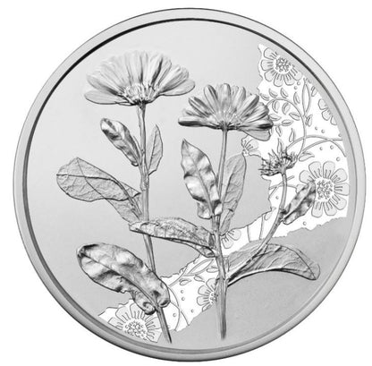 Österreich 10 Euro Silbermünze 2022 Ringelblume Handgehoben