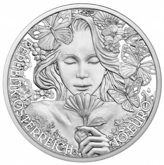 Österreich 10 Euro Silbermünze 2022 Ringelblume Polierte Platte