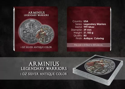 Legendary Warriors Arminius coloriert 1 oz Silbermedaille