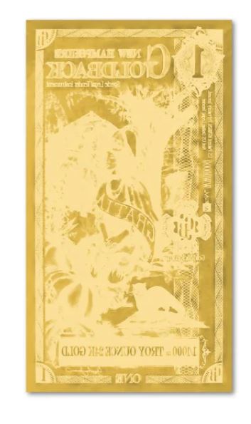 New Hampshire Goldback Goldnote 1/1000 oz
