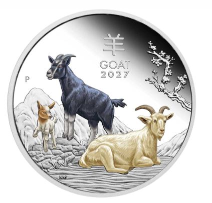 Australian Lunar Series III 2027 Year of the Goat 1 oz Silver 