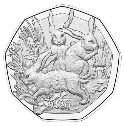 5 Euro Silbermünze 2026 Dürers Hasentrio Handgehoben Österreich