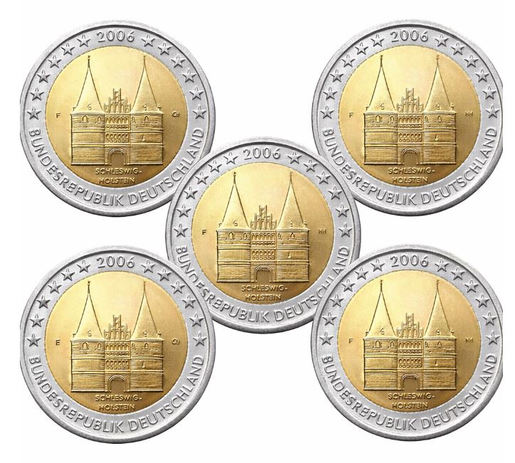 Deutschland 2€ 2006 - Holstentor Set A-J