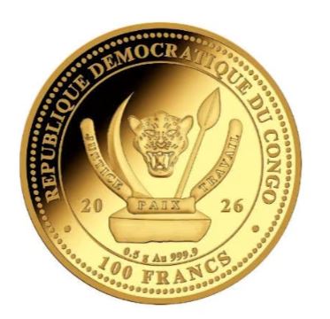 2026 Goldmünze 0,5 g Kongo