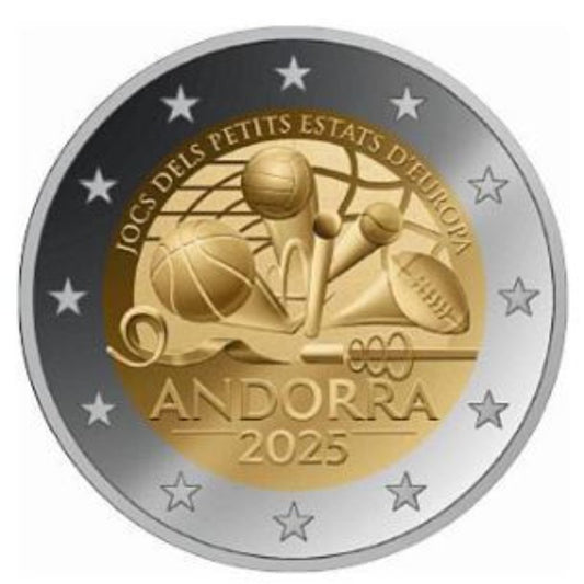2 Euro Gedenkmünze Andorra 2025 Spiele der Kleinstaaten Europas im Blister