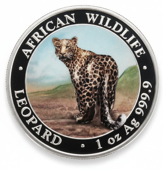 Somalia Leopard 2018 kolorierte Silbermünze 1 oz