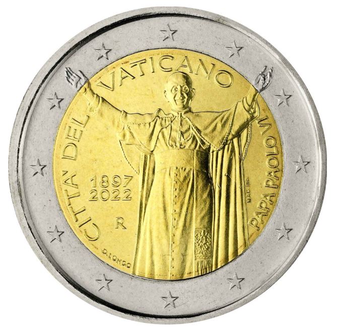 Vatikan 2 Euro 2022 Geburtstag Papst Paul VI