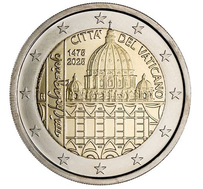 Vatikan 2 Euro 2025 Michelangelo 550. Geburtstag im Folder