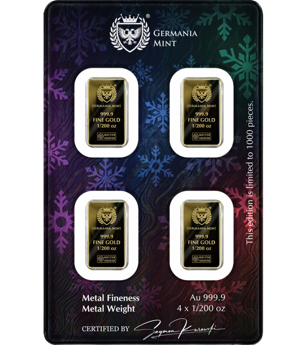 Germania - 4x 1/200oz Goldbarren Christmas 2026