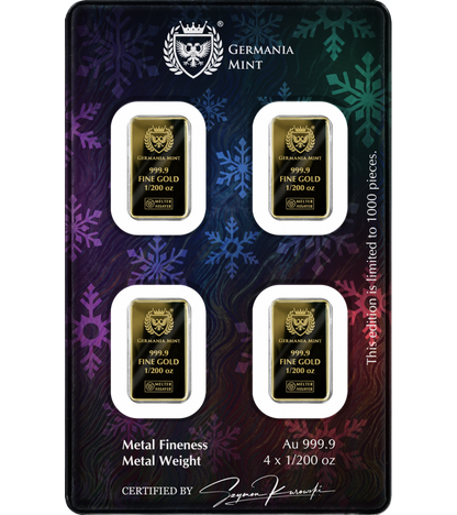 Germania - 4x 1/200oz Goldbarren Christmas 2026