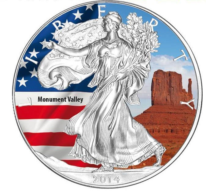 American Eagle 2014 Monument Valley coloriert Silbermünze