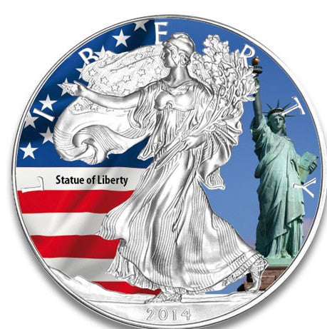 American Eagle 2014 Statue of Liberty coloriert Silbermünze