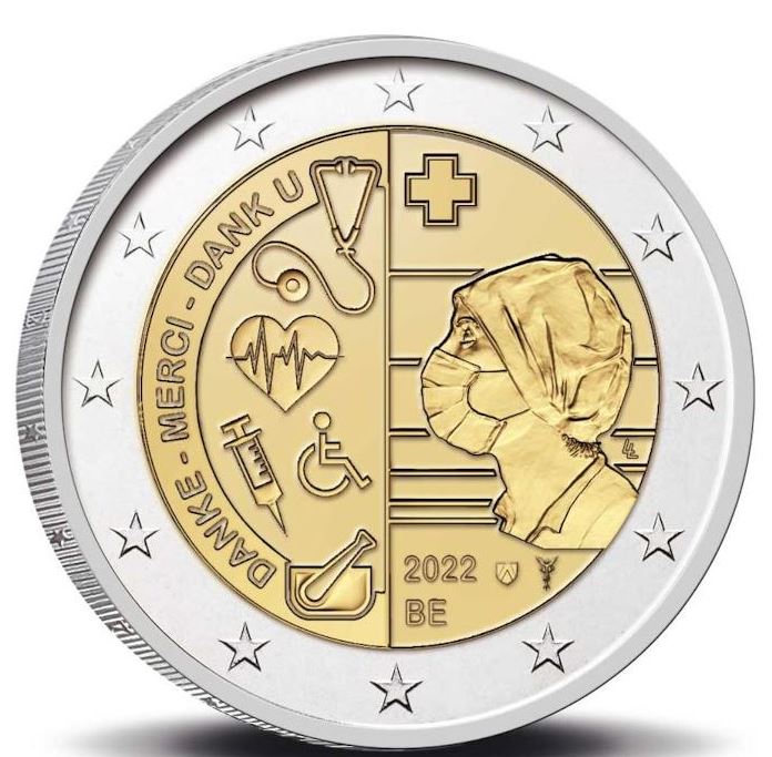 Belgien 2 Euro Gedenkmünze 2022 Pflege in der Pandemie 