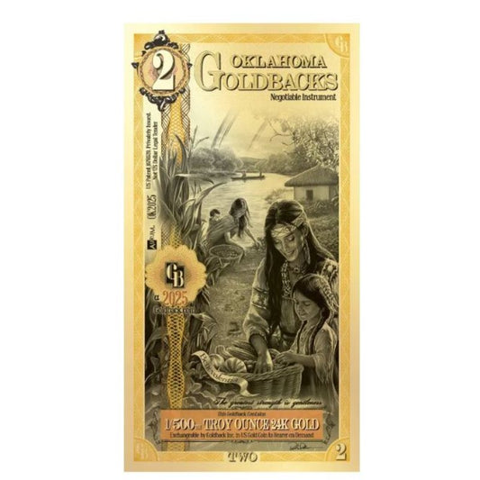 Oklahoma Goldback Goldnote 1/500 oz