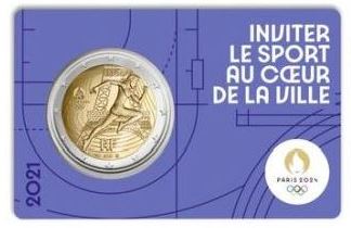 Frankreich 2 Euro 2021 Olympia 2024 Coincard lila