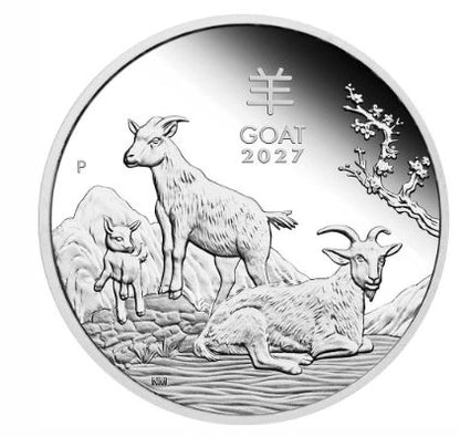 Australian Lunar Series III 2027 Year of the Goat 1 oz Silver 