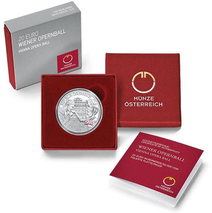 20 Euro Silbermünze Wiener Opernball Polierte Platte