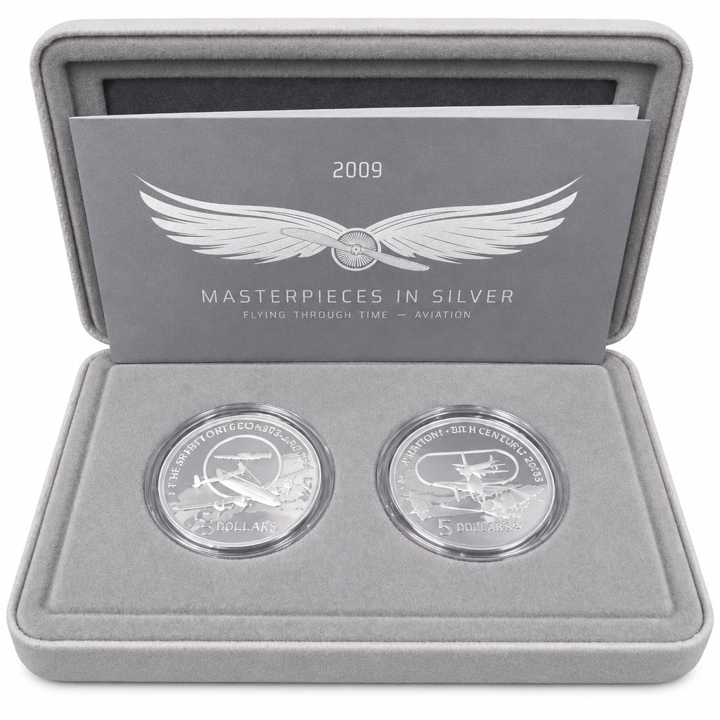 Australien Masterpieces Luftfahrt II 2009 2x5 Dollar Silber Proof