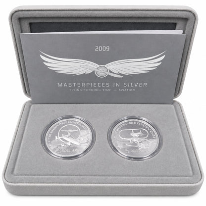 Australien Masterpieces Luftfahrt II 2009 2x5 Dollar Silber Proof