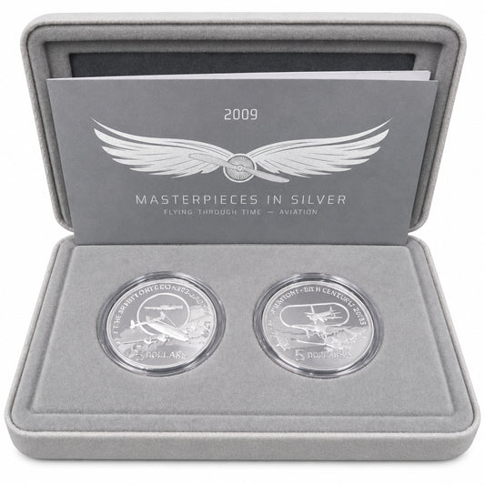 Australien Masterpieces Luftfahrt II 2009 2x5 Dollar Silber Proof
