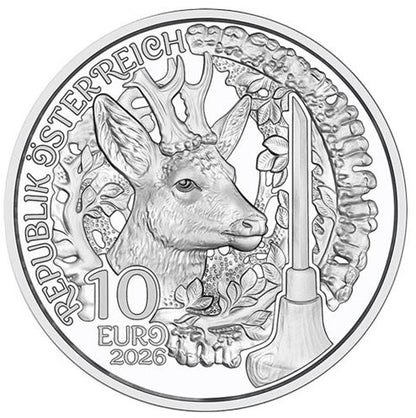 10 Euro Anpirschen Horn 2026 PP Silbermünze Österreich