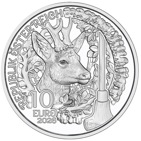 10 Euro Silbermünze Anpirschen Horn HGH Österreich