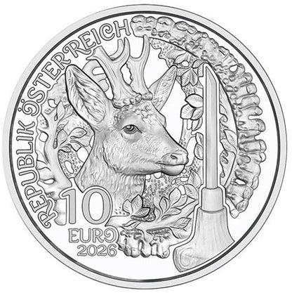10 Euro Silbermünze Anpirschen Horn HGH Österreich