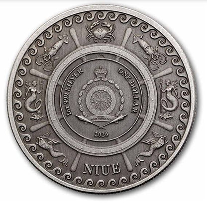 Kraken 2026 Antiqued Silbermünze 1 oz Niue