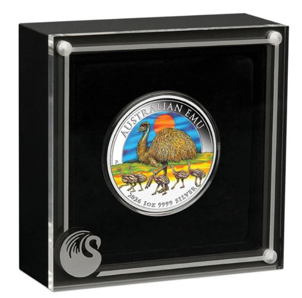 Australischer Emu koloriert 1 oz Silber 2026 | Perth Mint