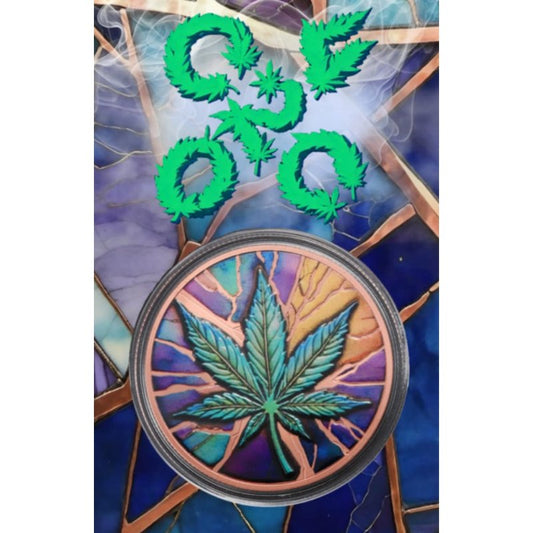 Kupfermünze 420 Series Cannabis, Cool2Coin, 33 g, farbig coloriert, in Kapsel und Box

