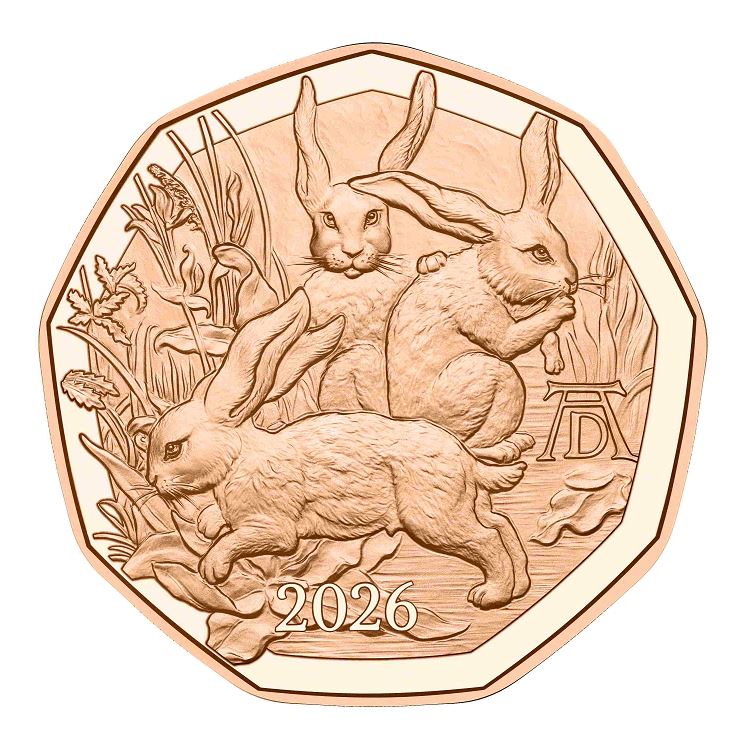 5 Euro Kupfermünze 2026 Dürers Hasentrio Österreich